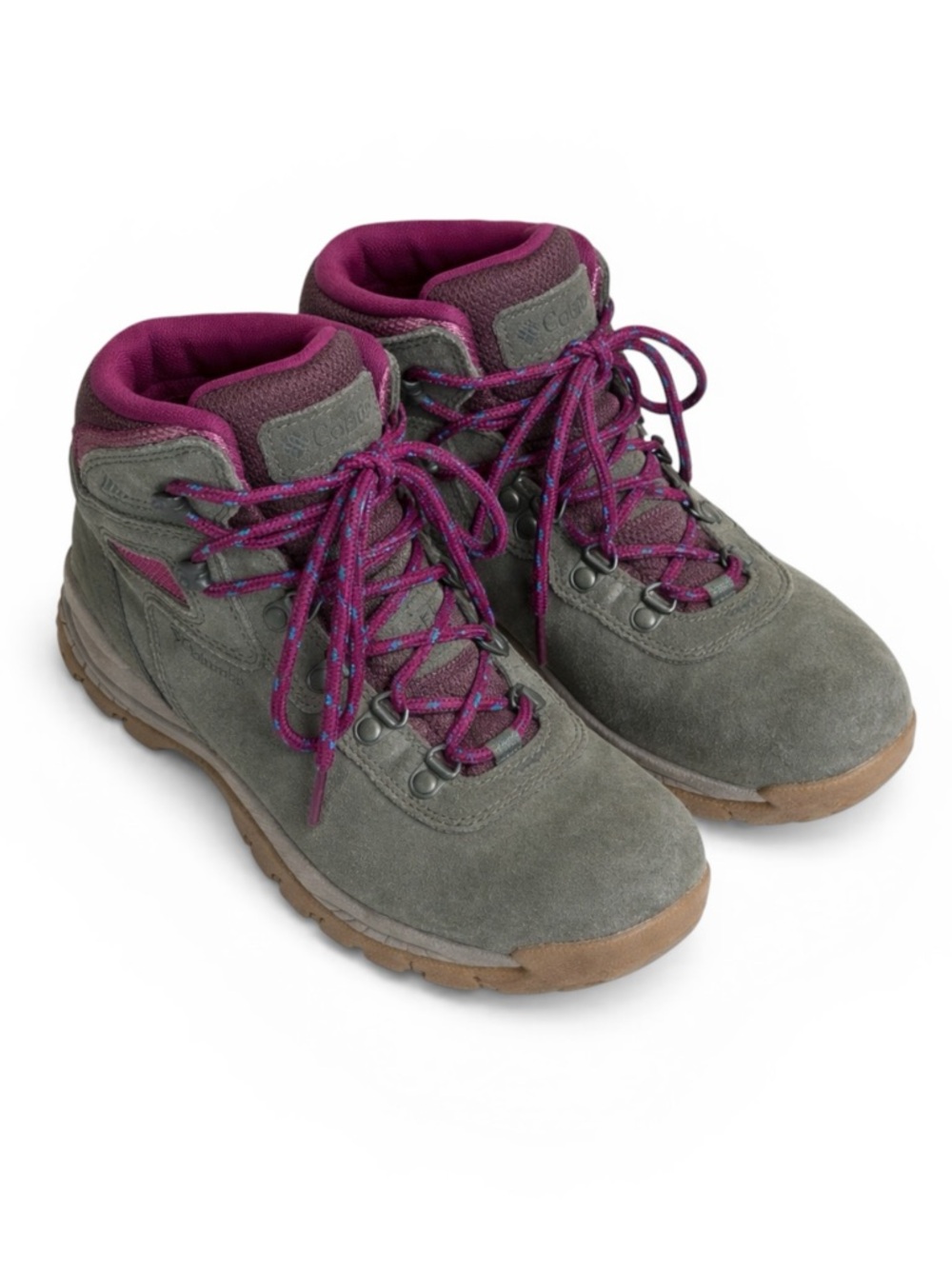 Columbia Omni-Grip Waterproof Hiking Boots Outdoor Suede Trail Gray Pink 6 Wide